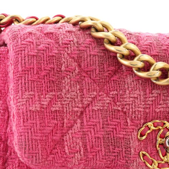 Chanel 19 Flap Bag Quilted Tweed Medium Pink - Picture 7 of 10